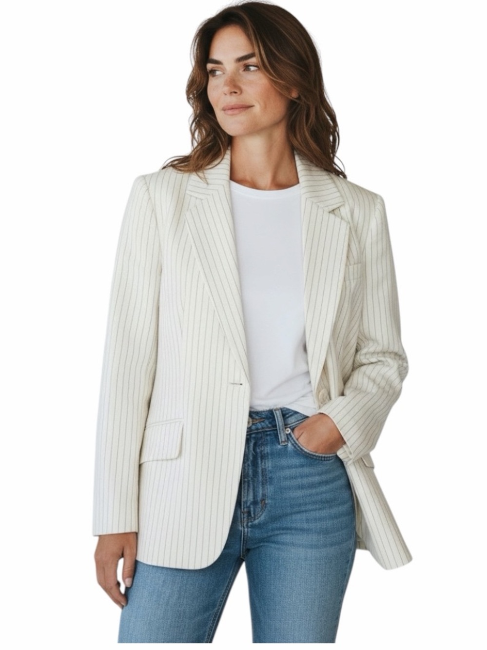 Vintage Blacker by Stanley Blacker plus size  White Striped  blazer Size 16